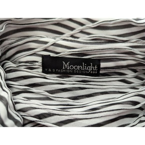 Moonlight Tunic Top Black White Textured Stripes Sheer Misses Size M - Picture 6 of 6